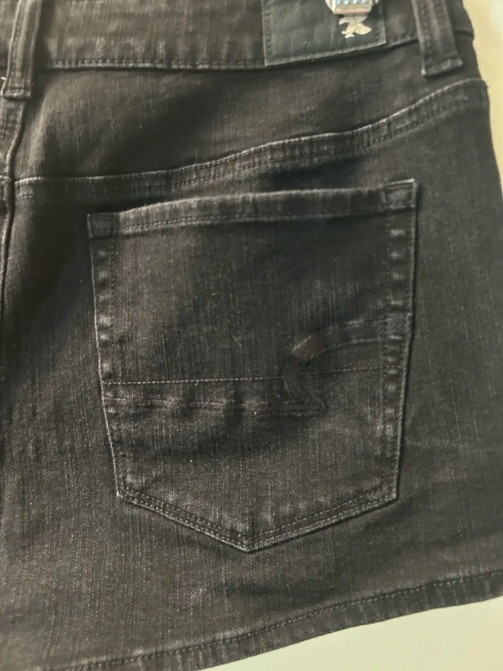 American Eagle Outfitters Black Denim Shorts High Rise Shortie Size 8